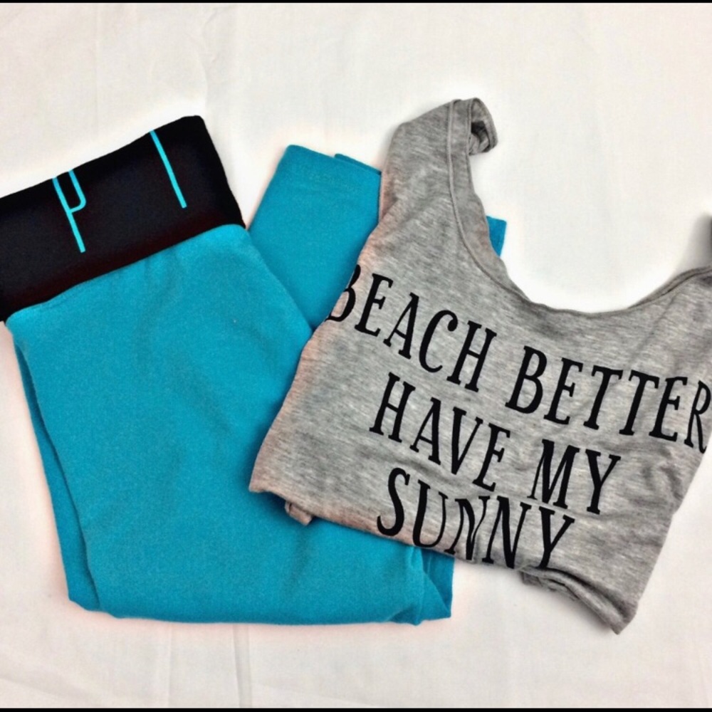 PINK Victoria’s Secret teal yoga capris